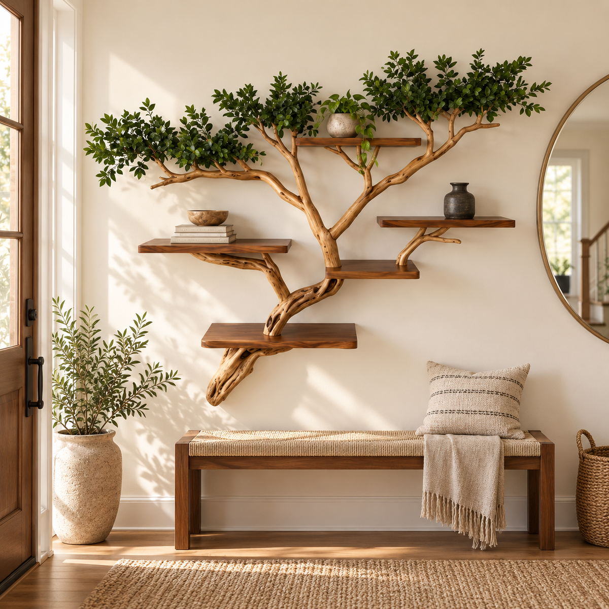 Large Live Edge Tree Branch Wall Shelf