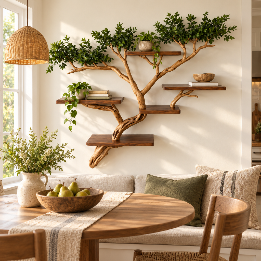 Large Live Edge Tree Branch Wall Shelf