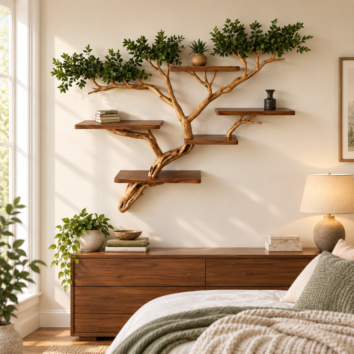 Large Live Edge Tree Branch Wall Shelf