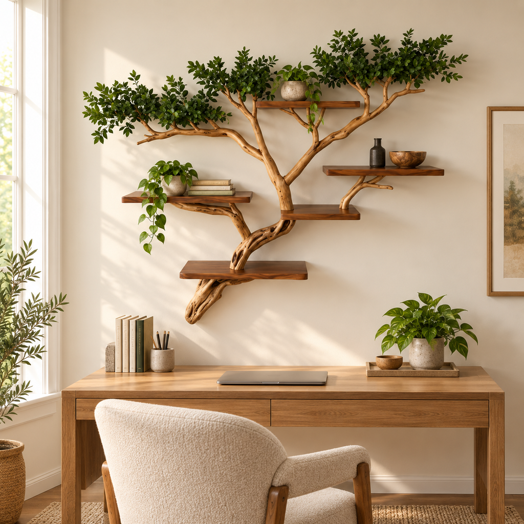 Large Live Edge Tree Branch Wall Shelf
