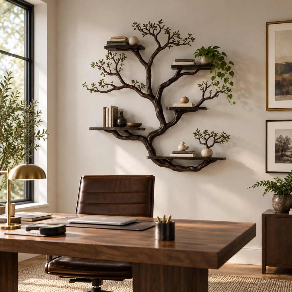Large Sculptural Tree Branch Wall Bookshelf