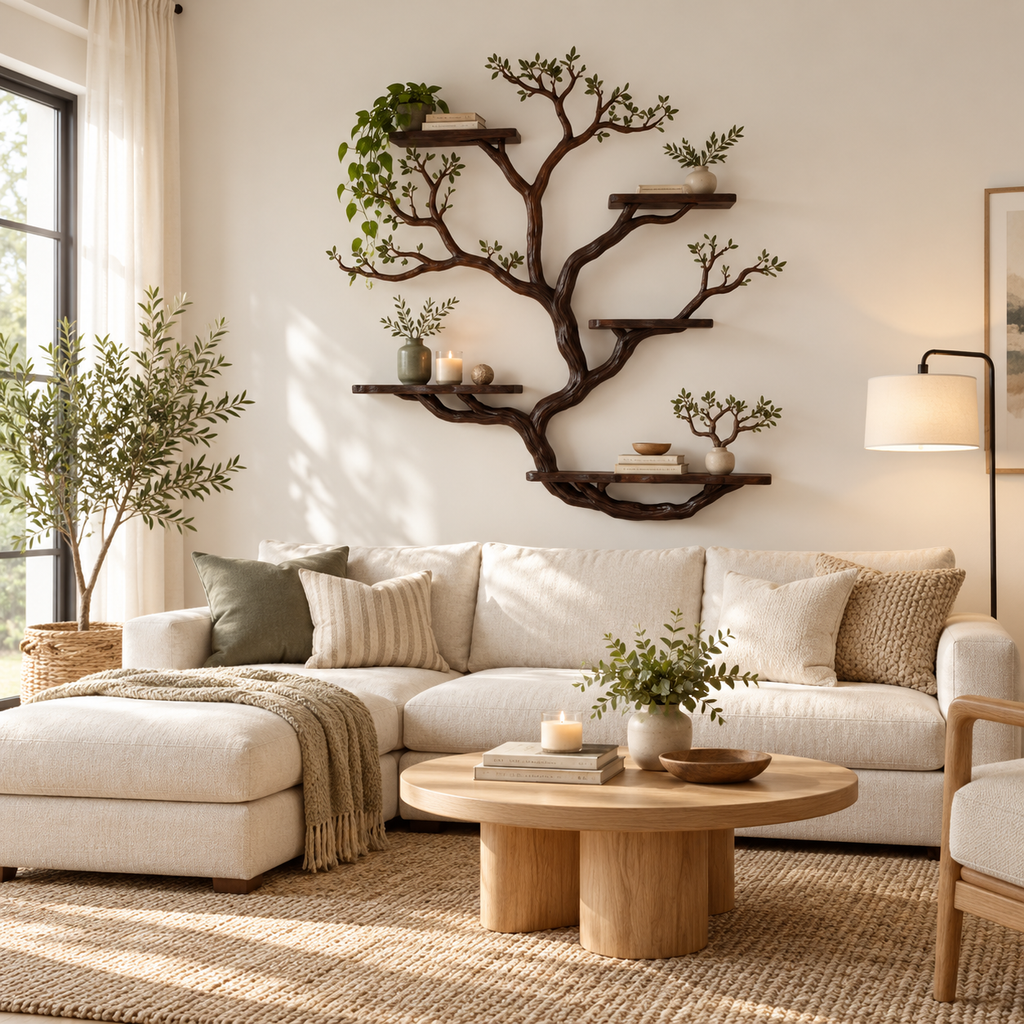 Large Sculptural Tree Branch Wall Bookshelf