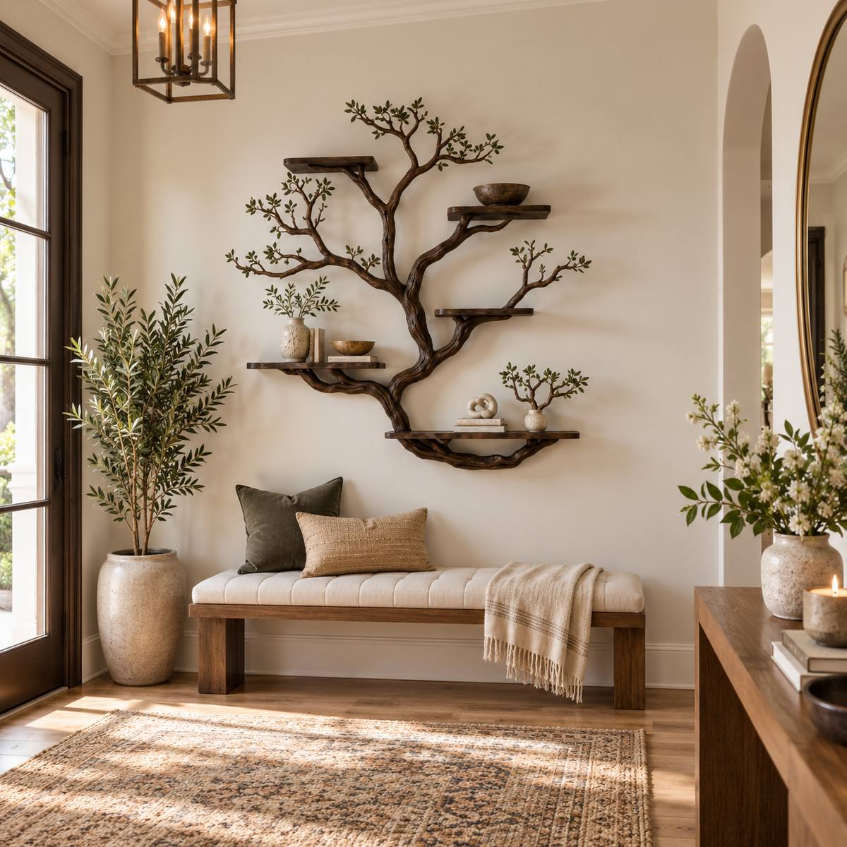 Large Sculptural Tree Branch Wall Bookshelf