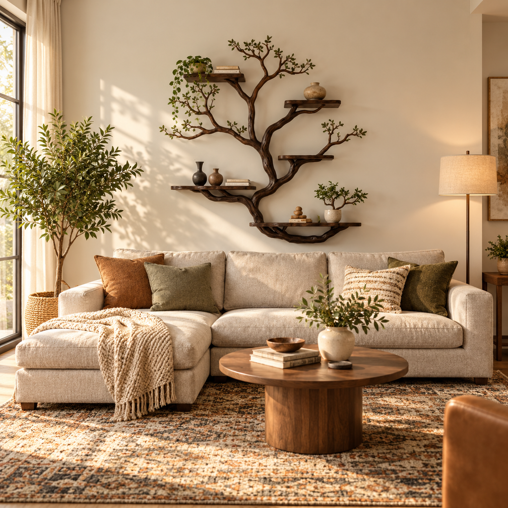 Large Sculptural Tree Branch Wall Bookshelf