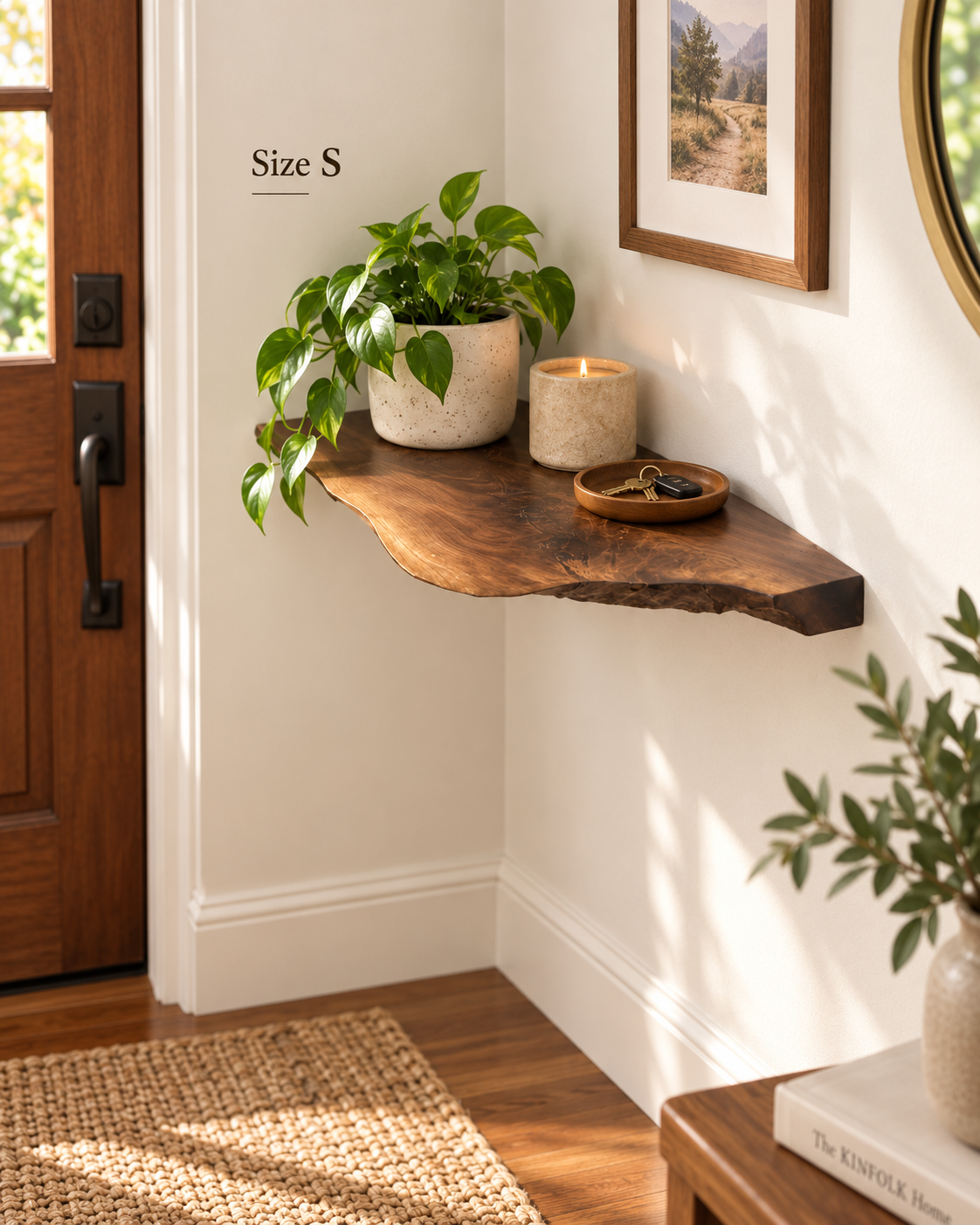 Live Edge Solid Wood Corner Shelves Size S