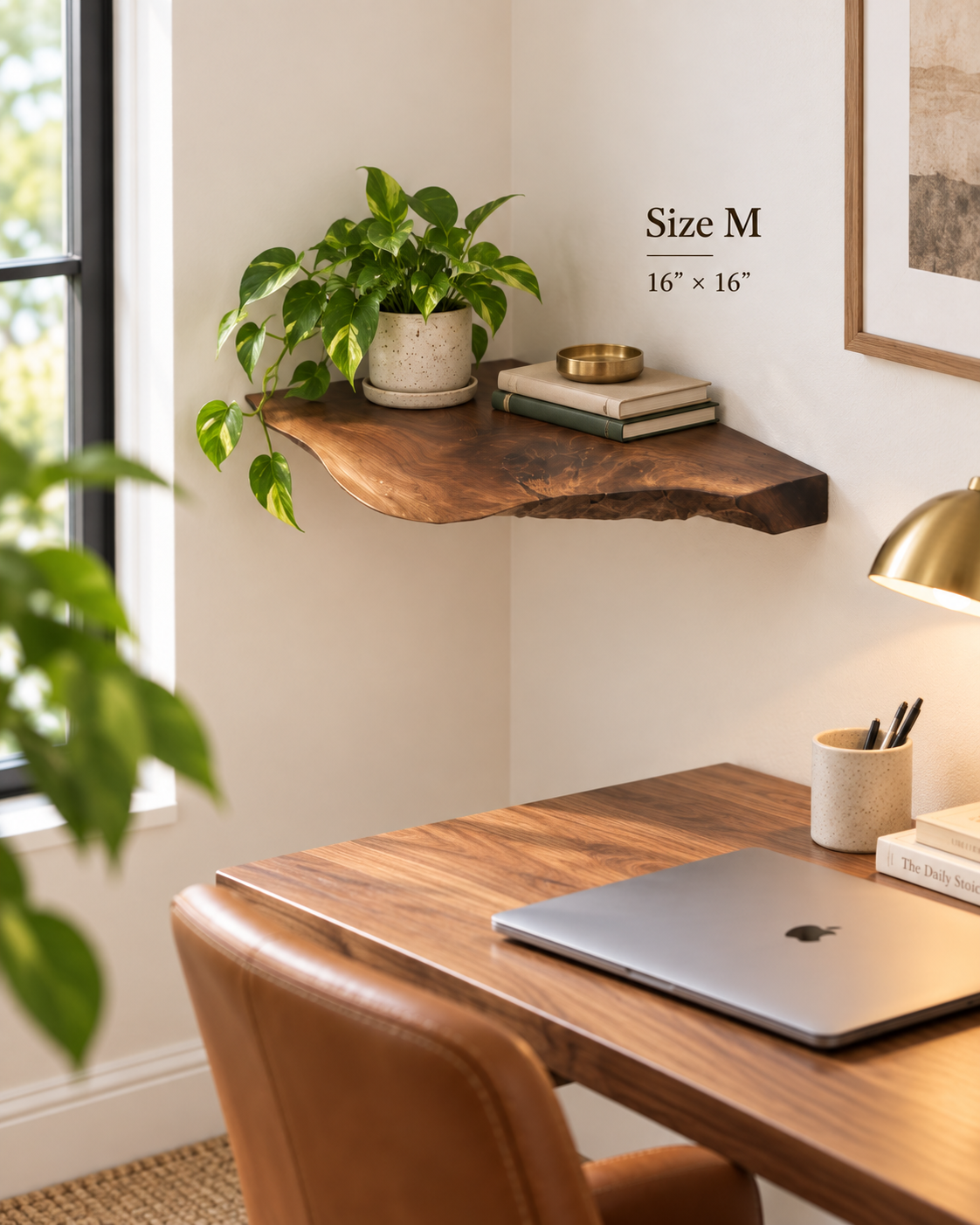 Live Edge Solid Wood Corner Shelves – Set of 3 + Free Small Shelf