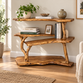 Live Edge Tree Branch Console Bookshelf