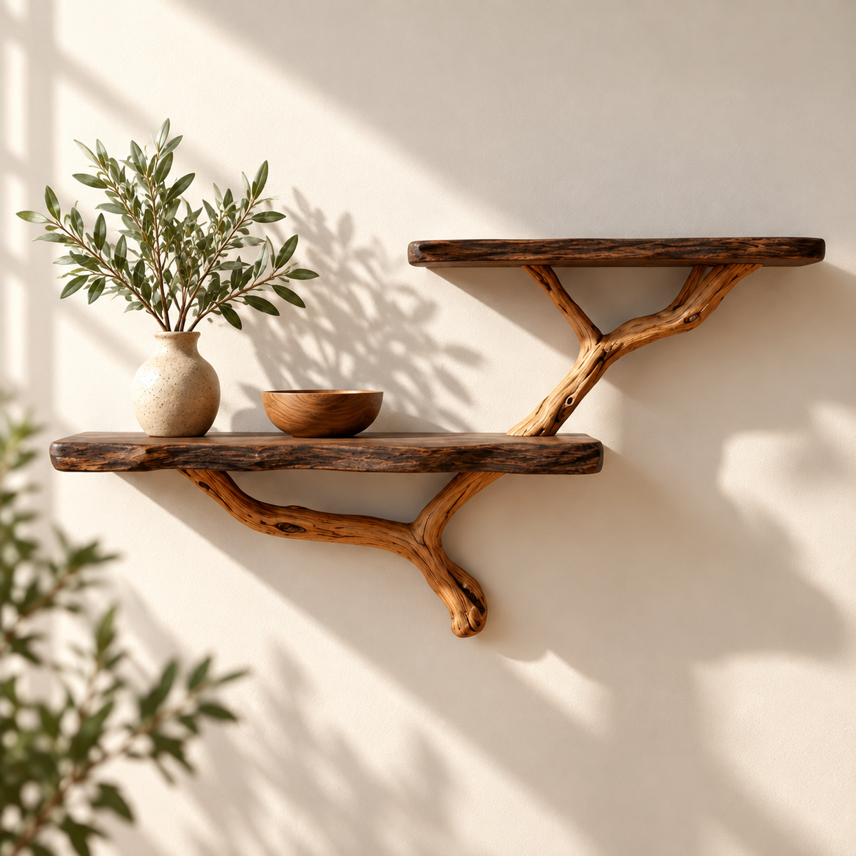 Live Edge Tree Branch Floating Shelf