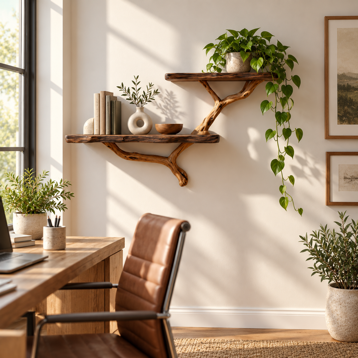 Live Edge Tree Branch Floating Shelf