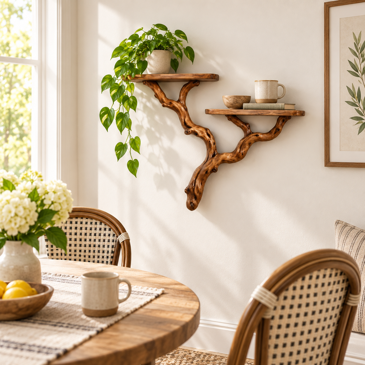 Minimalist Driftwood Branch Floating Shelf