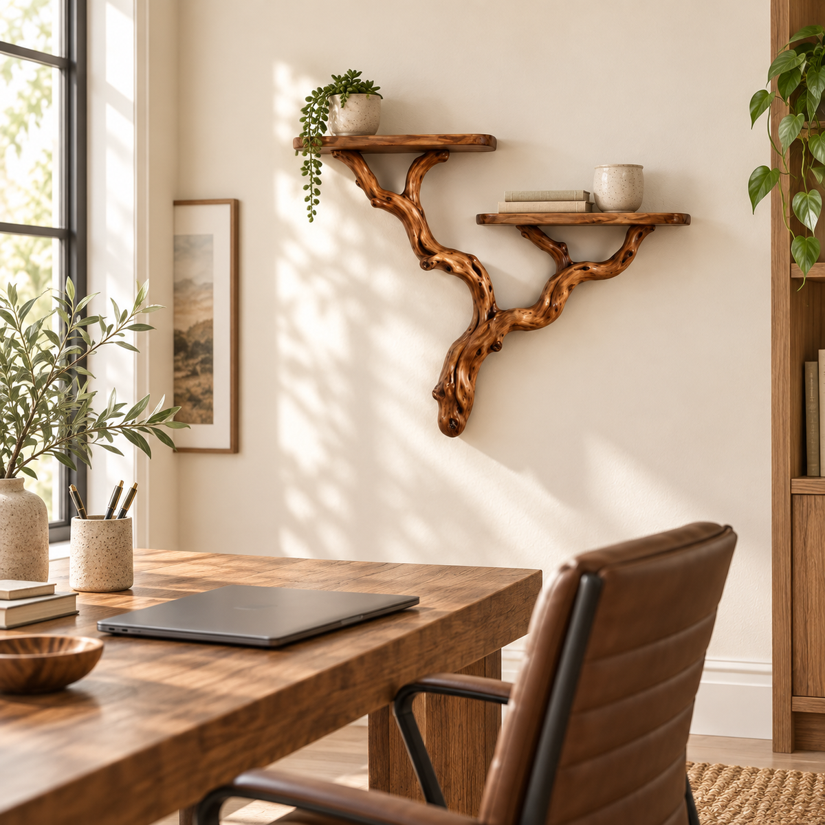 Minimalist Driftwood Branch Floating Shelf