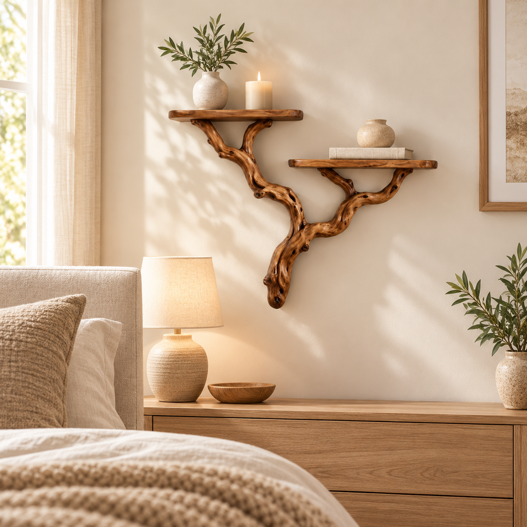 Minimalist Driftwood Branch Floating Shelf