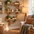 Narrow Vertical Driftwood Tree Wall Shelf