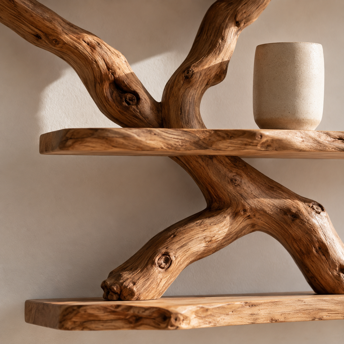 Natural Branch Floating Shelf – Live Edge Wood Wall Shelf