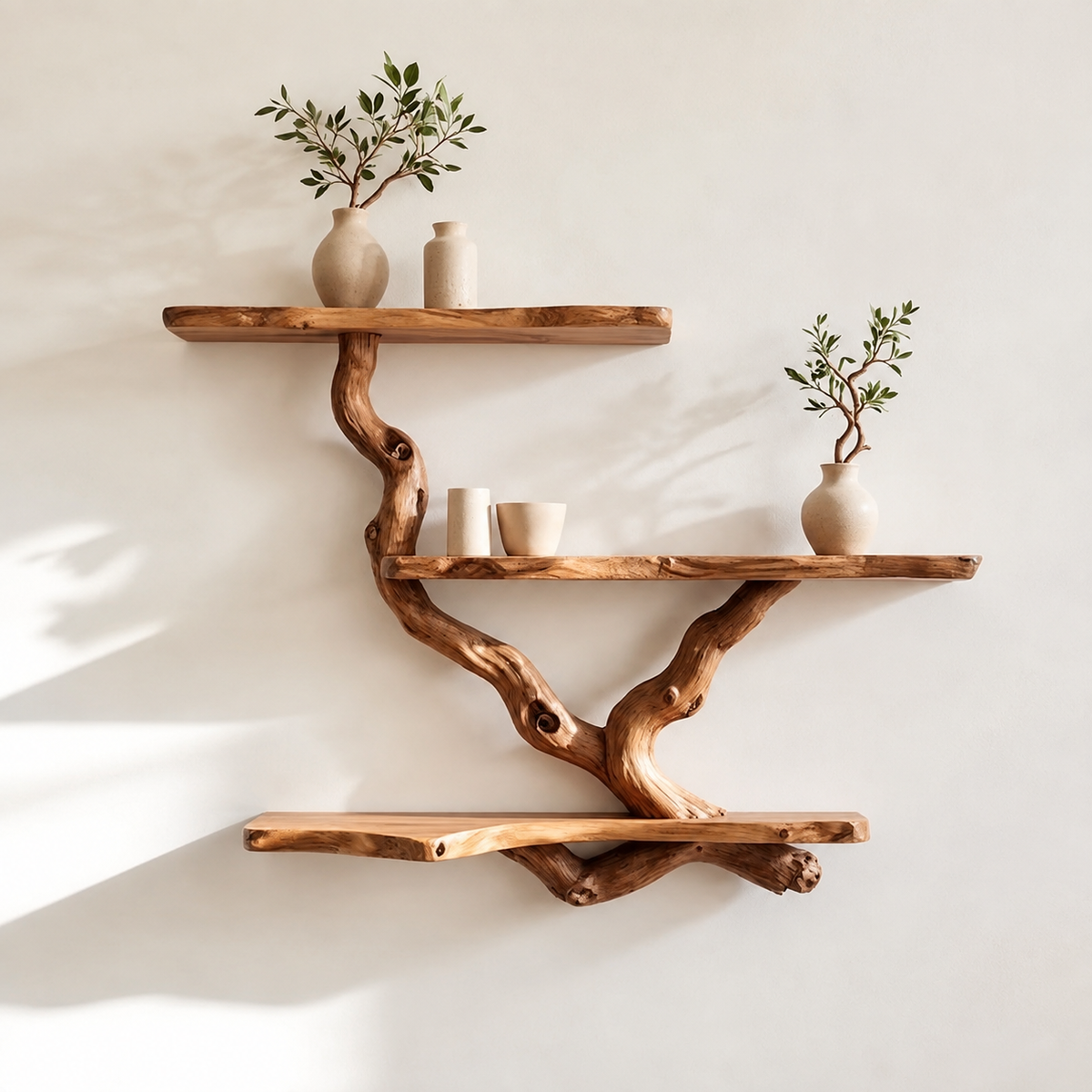 Natural Branch Floating Shelf – Live Edge Wood Wall Shelf
