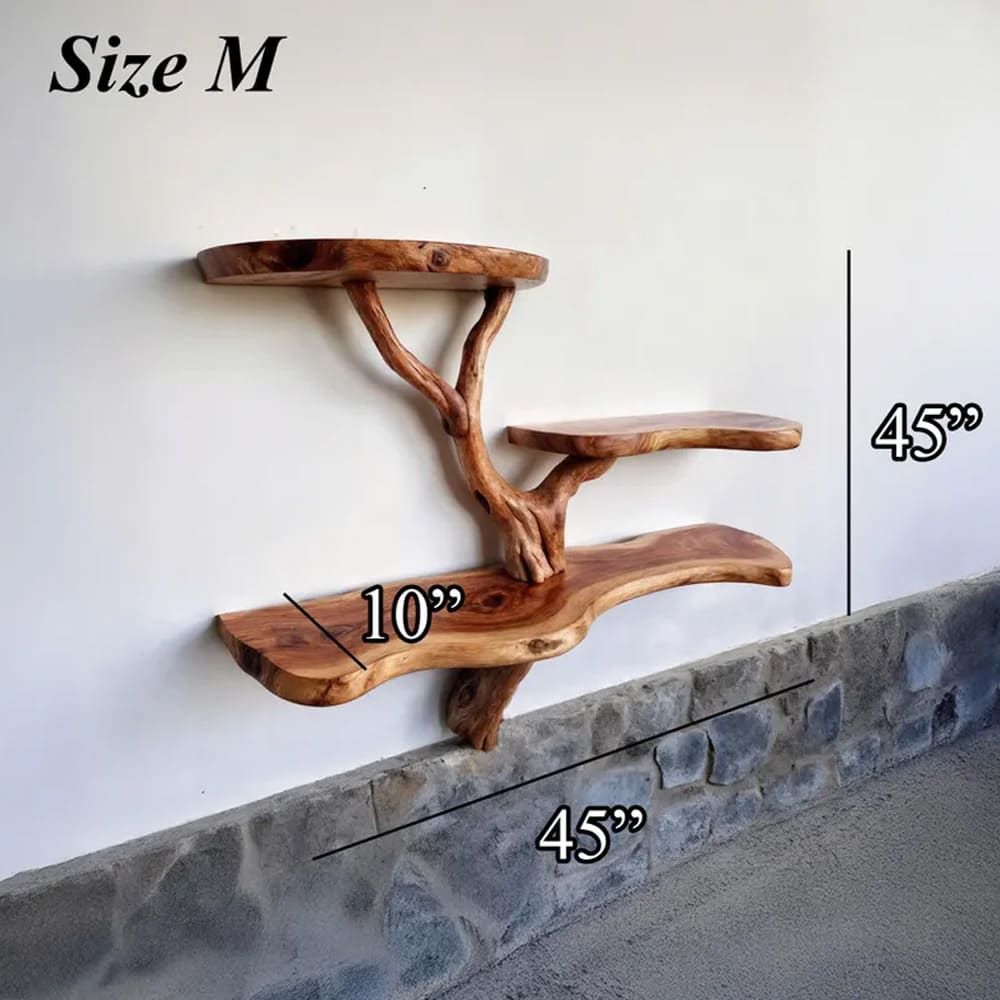 Natural Driftwood Floating Shelf – Live Edge Tree Branch Shelf