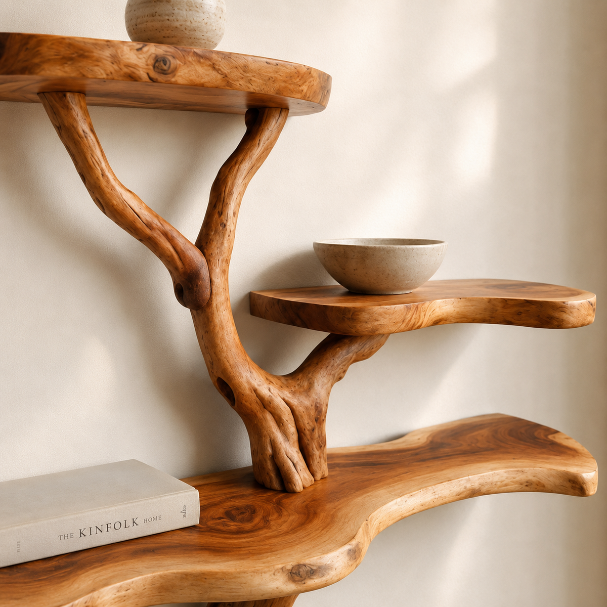 Natural Driftwood Floating Shelf – Live Edge Tree Branch Shelf