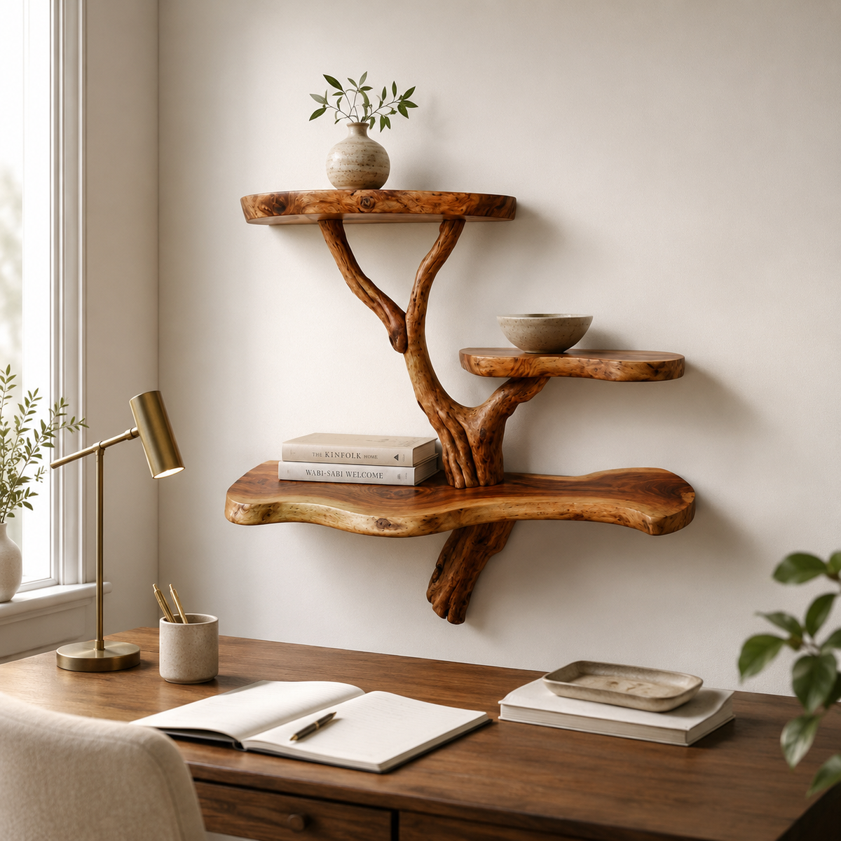 Natural Driftwood Floating Shelf – Live Edge Tree Branch Shelf