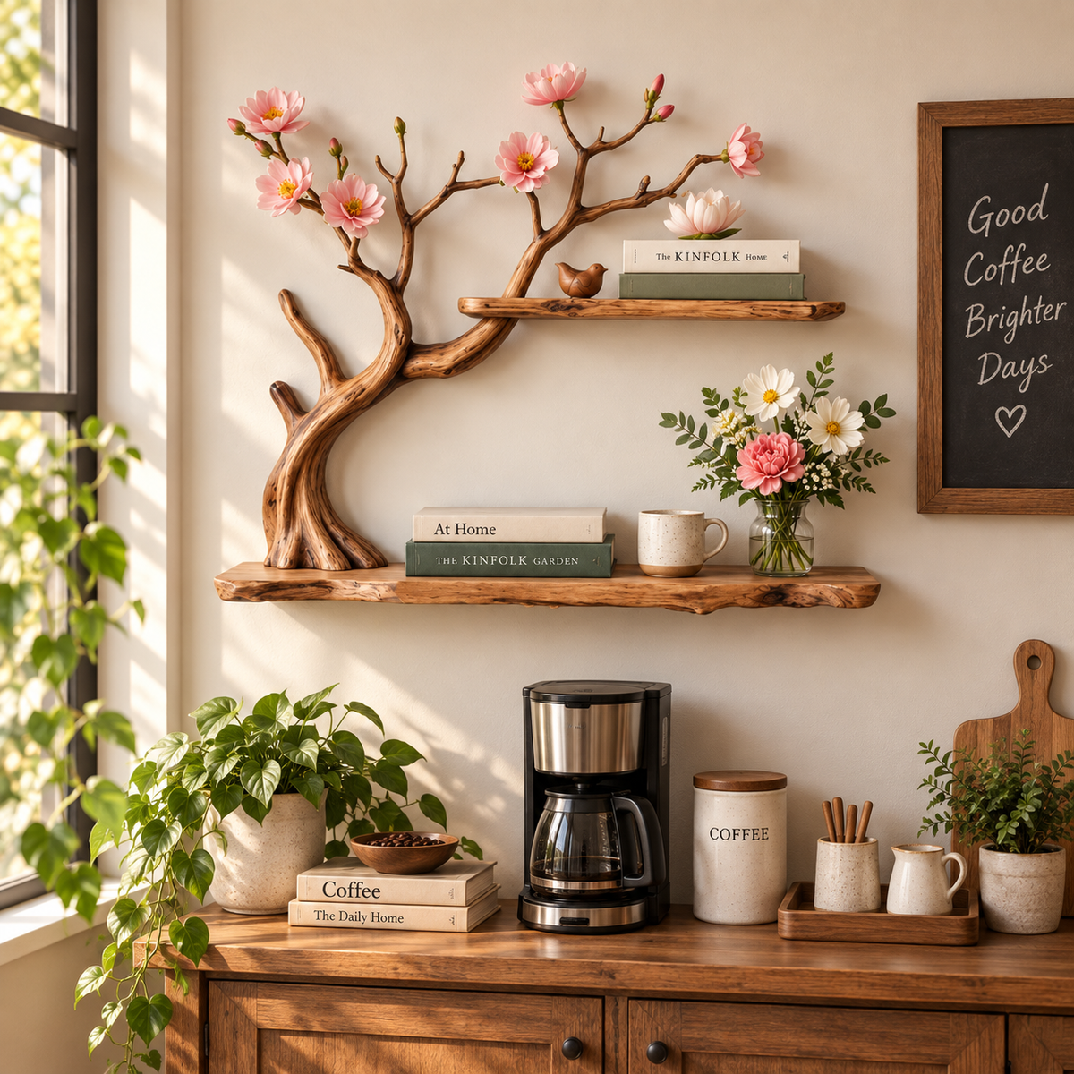Organic Tree Branch Wall Shelf
