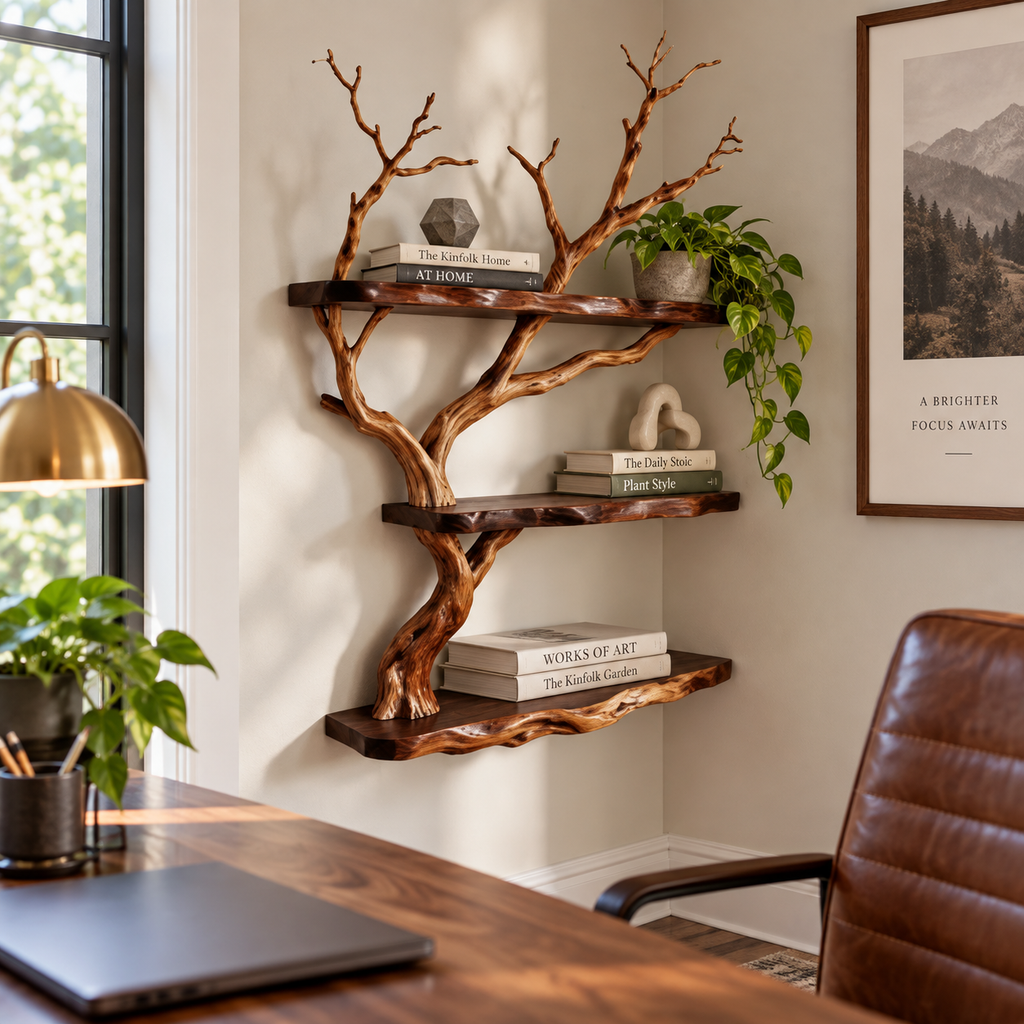 Rustic Driftwood Corner Wall Shelf
