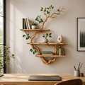 Rustic Tree Branch Bookshelf – Natural Wood Wall Shelf