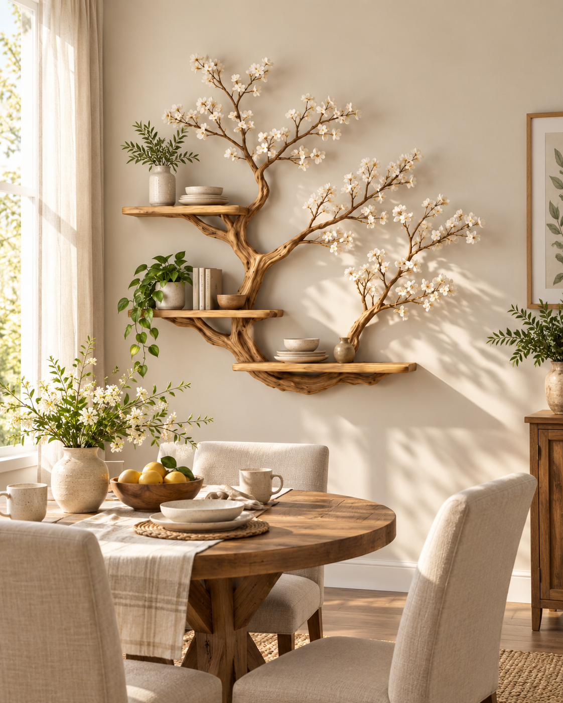 Sculptural Double-Tree Wall Bookshelf