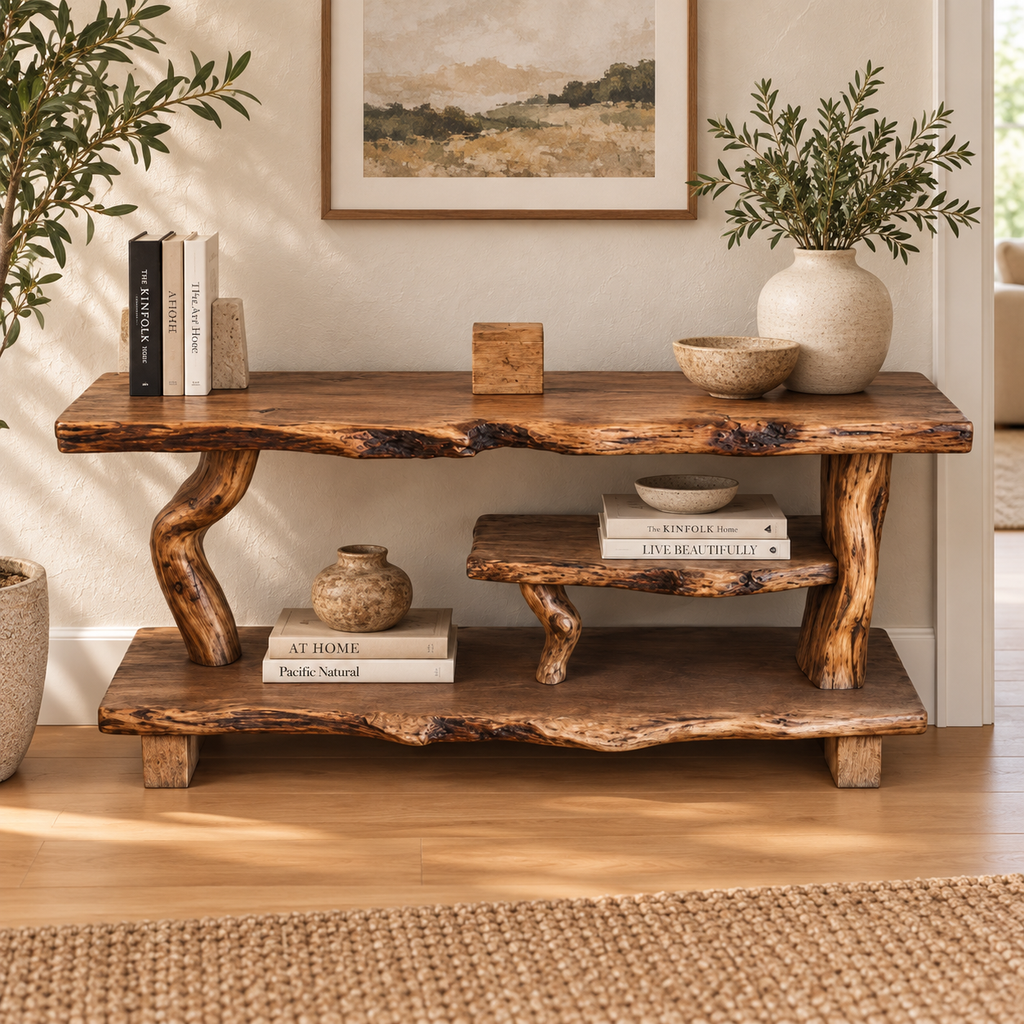 Sculptural Driftwood Bedside Shelf and Plant Stand