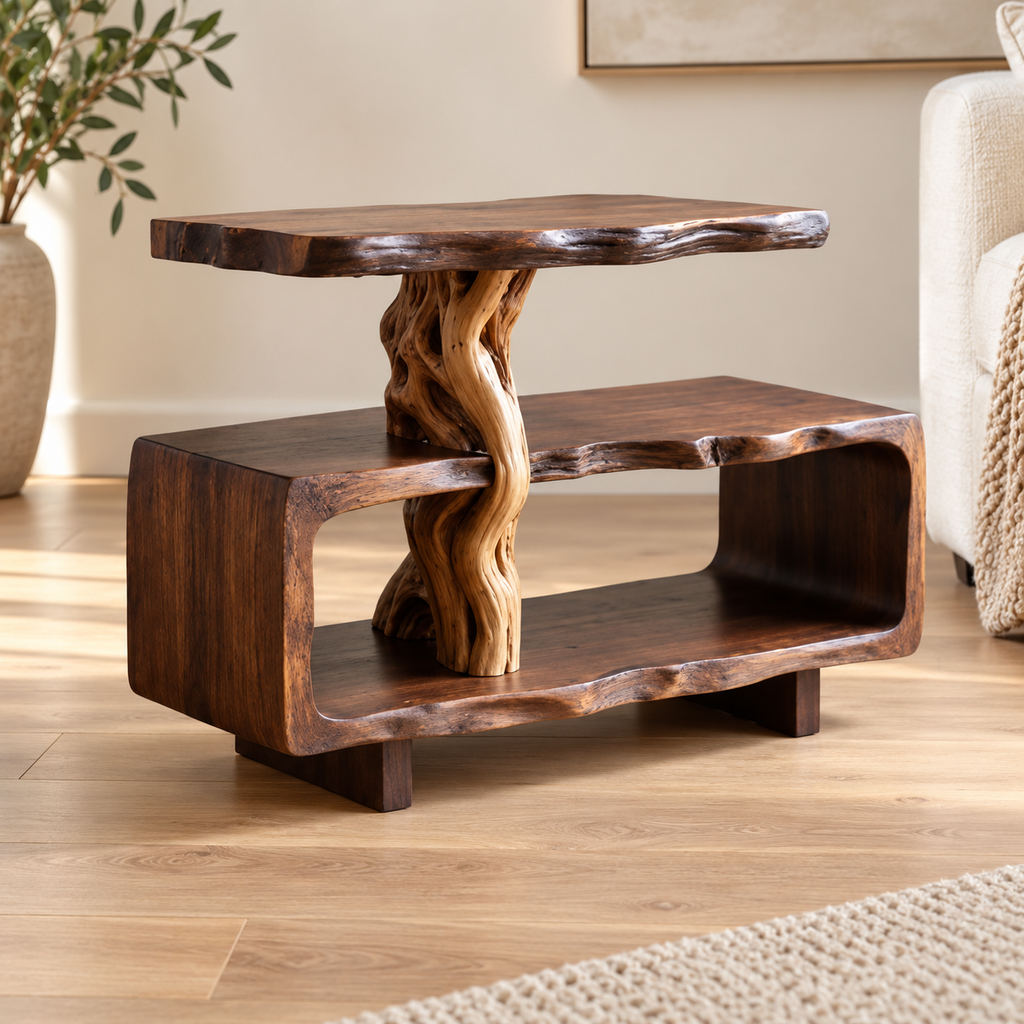 Sculptural Driftwood Corner Side Table