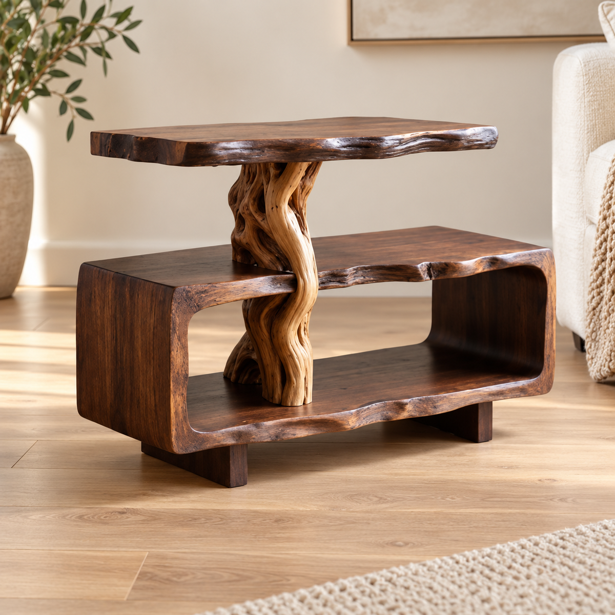 Sculptural Driftwood Corner Side Table