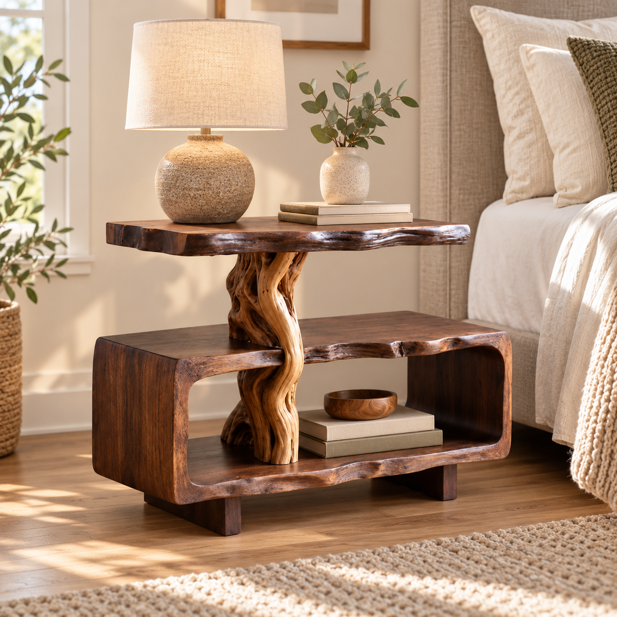 Sculptural Driftwood Corner Side Table
