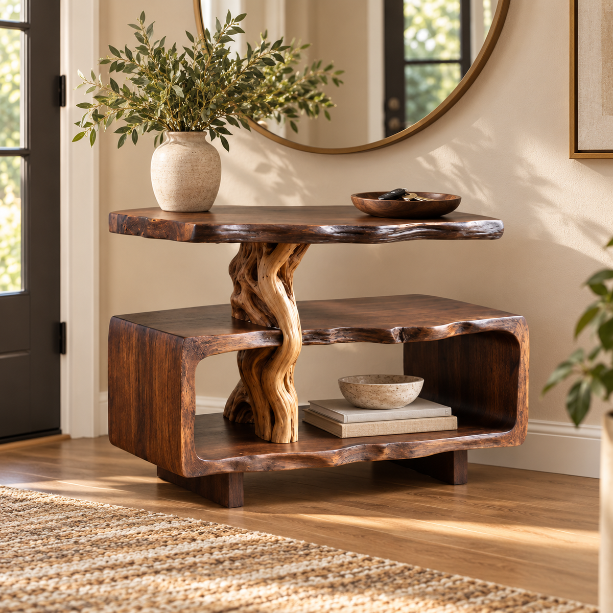 Sculptural Driftwood Corner Side Table