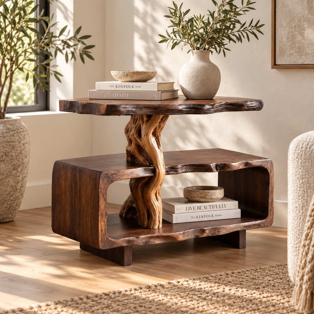 Sculptural Driftwood Corner Side Table