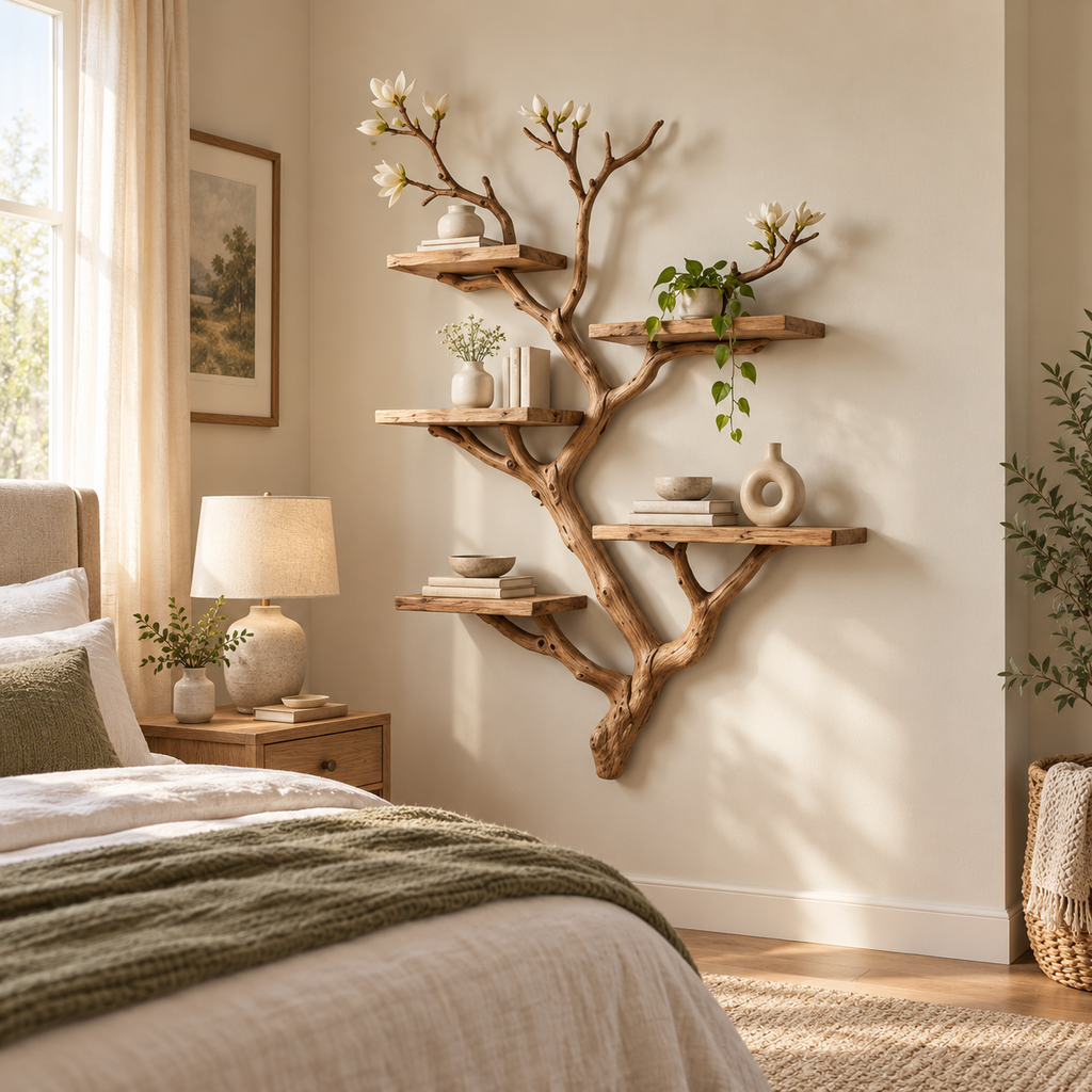 Tall Tree Branch Wall Bookshelf