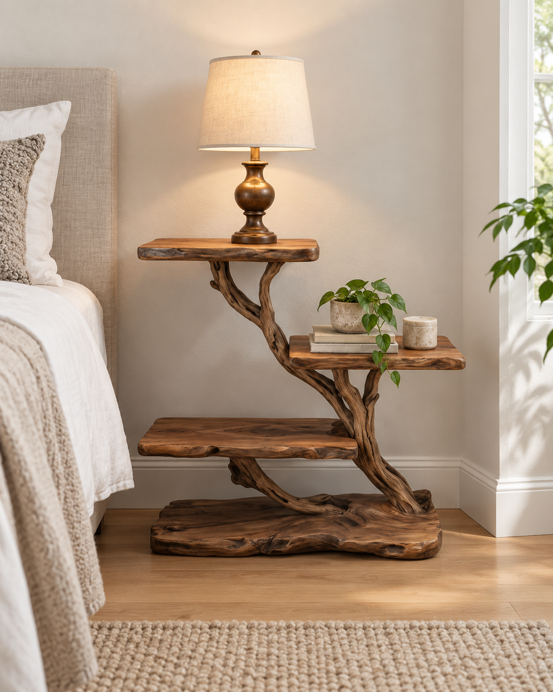 Three-Tier Driftwood Bedside Table