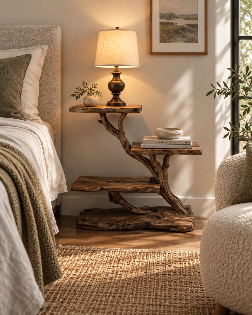 Three-Tier Driftwood Bedside Table