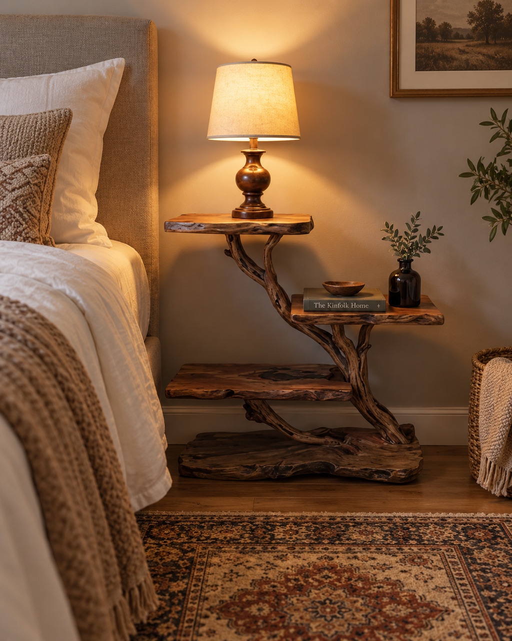 Three-Tier Driftwood Bedside Table