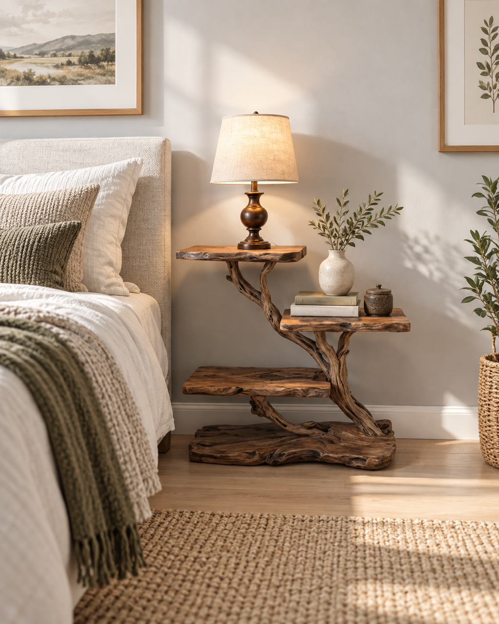 Three-Tier Driftwood Bedside Table