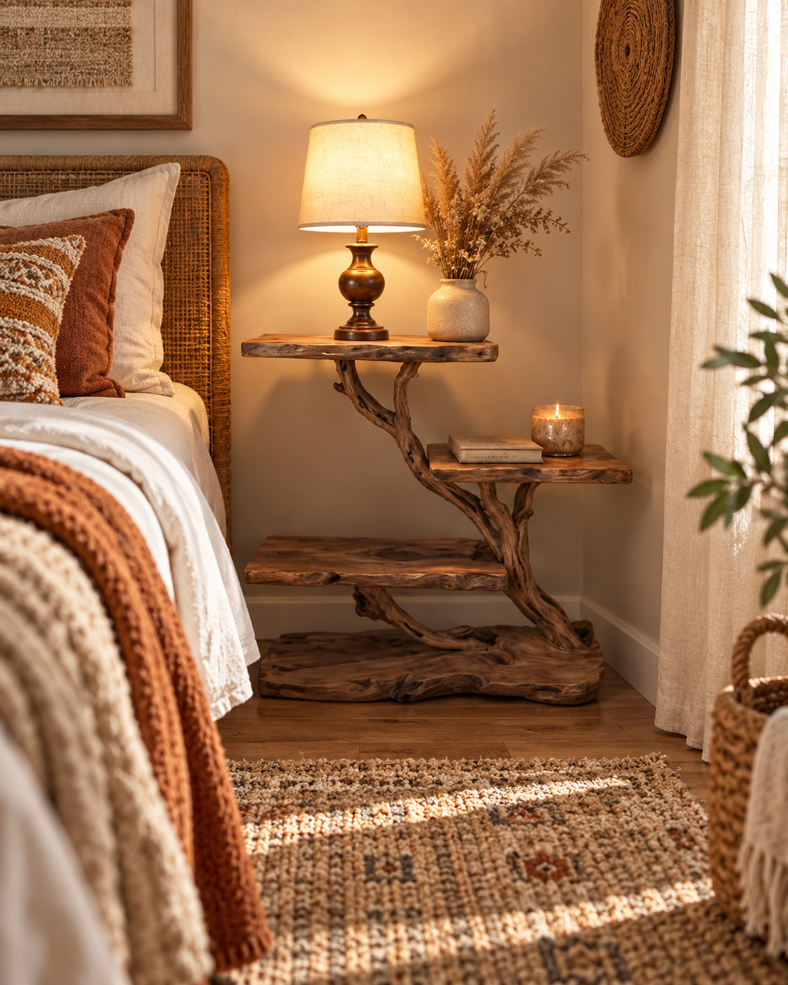 Three-Tier Driftwood Bedside Table