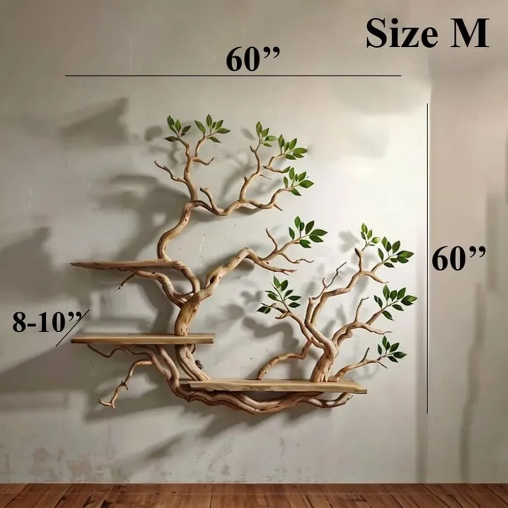 Tree Branch Bookshelf Wall Art – Natural Wood Floating Shelves