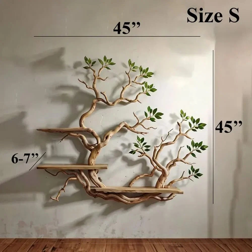 Tree Branch Bookshelf Wall Art – Natural Wood Floating Shelves