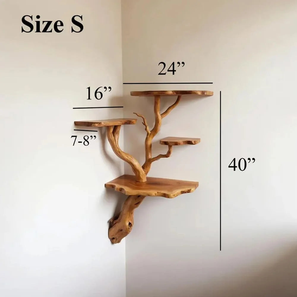 Tree Branch Display Shelf – Natural Wood Wall-Mounted Shelf