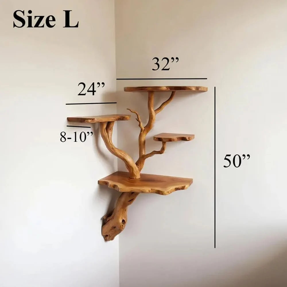 Tree Branch Display Shelf – Natural Wood Wall-Mounted Shelf