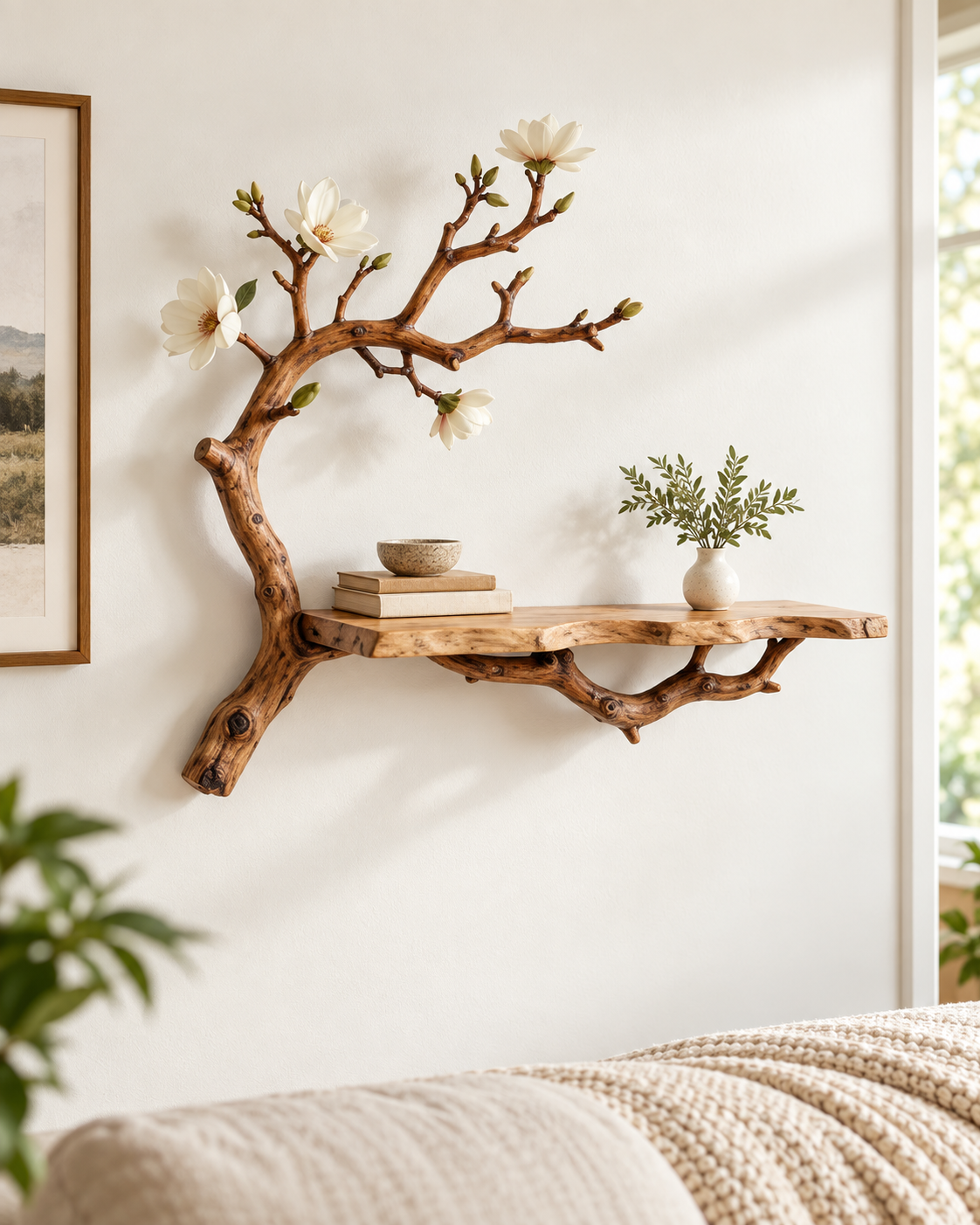 Tree Branch Live Edge Wall Shelf