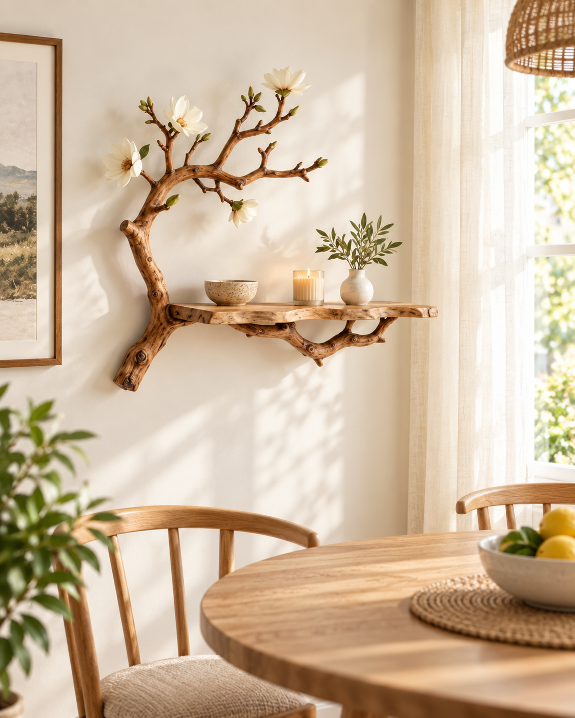 Tree Branch Live Edge Wall Shelf