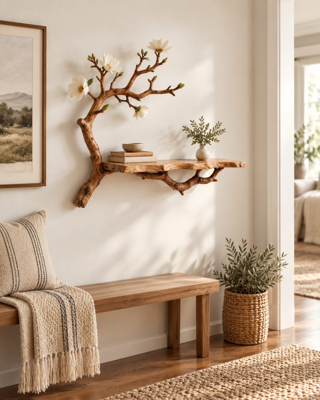 Tree Branch Live Edge Wall Shelf