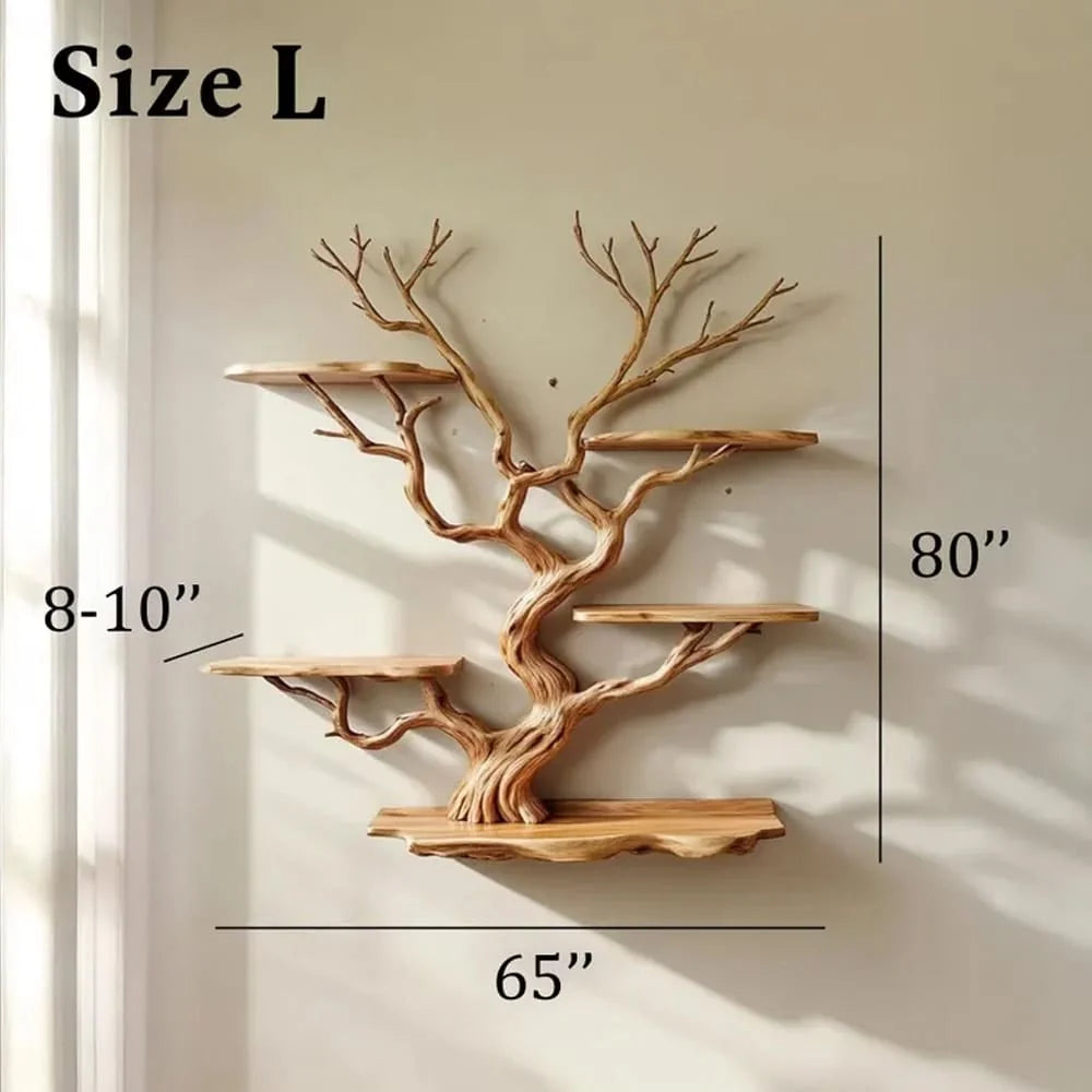 Tree Branch Wall Bookshelf – Natural Wood Floating Shelves