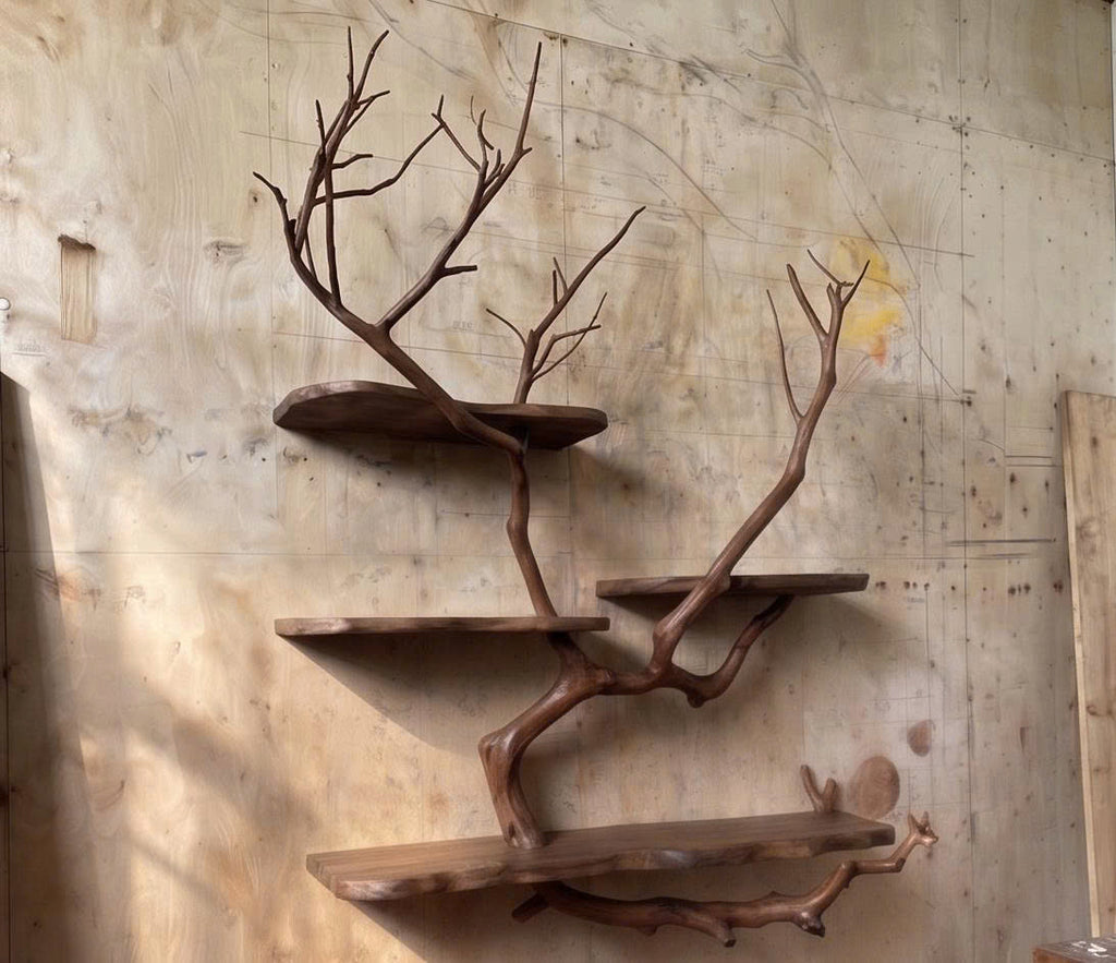 Wall Mounted Tree Bookshelf – Natural Branch Floating Shelves