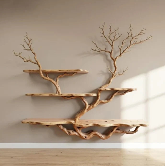 Wall Mounted Tree Bookshelf – Natural Branch Floating Shelves