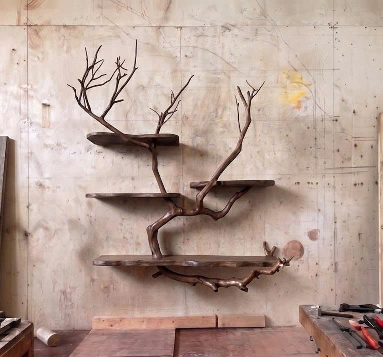 Wall Mounted Tree Bookshelf – Natural Branch Floating Shelves